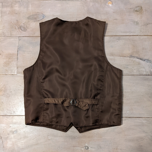 MTO Brown Leather Vest Size L NEW - Picture 2 of 2